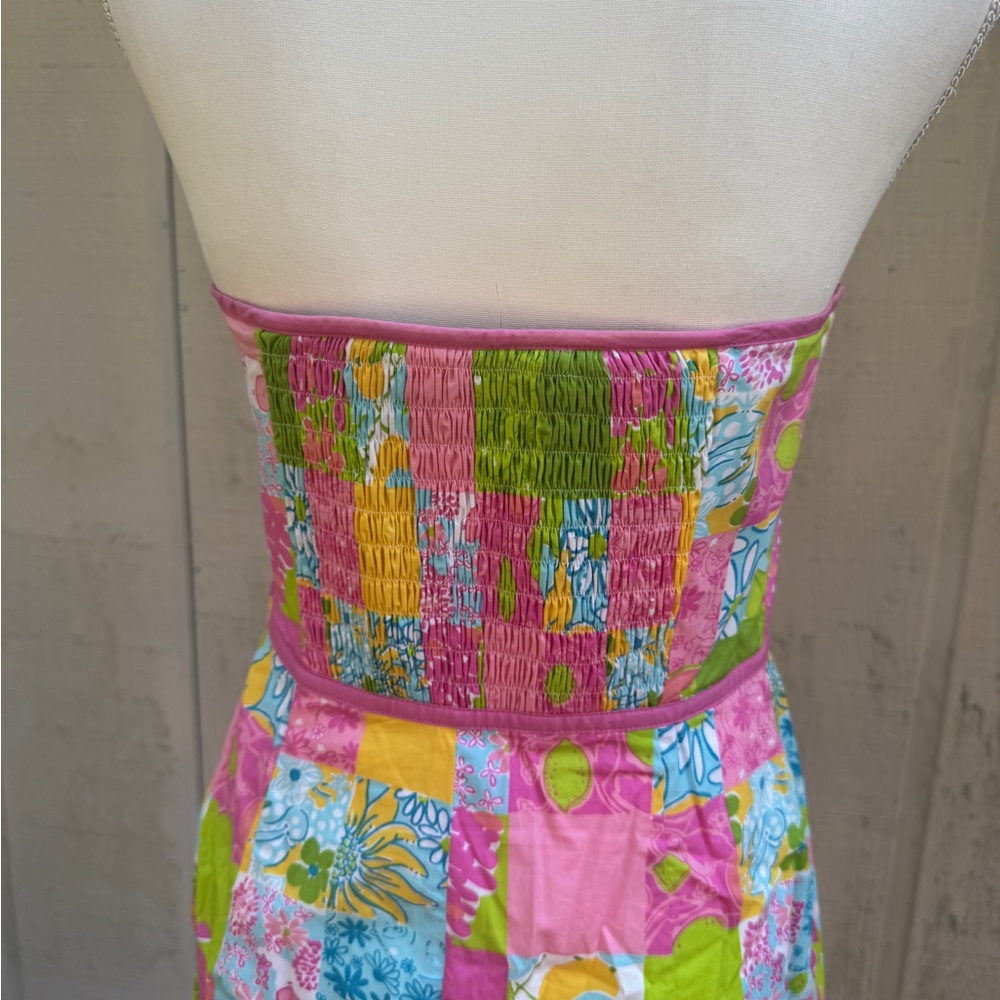 Lilly Pulitzer Vintage Strapless Patchwork Dress … - image 5